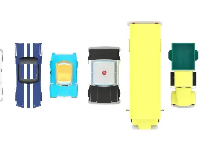 Toon Cars Pack Low-poly 3D model