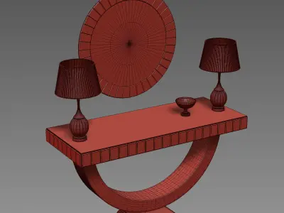 Quartz Black Mirrored Console Table 3D model