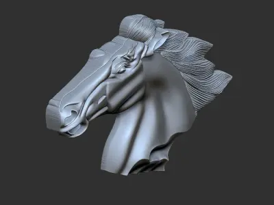 Bas-relief of horse head 3D print model