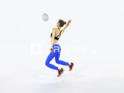 Beauty 17A Jumping Smashing Jumping Sports Woman Low-poly 3D model