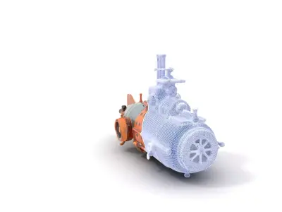 Steampunk Submarine model pack Low-poly 3D model