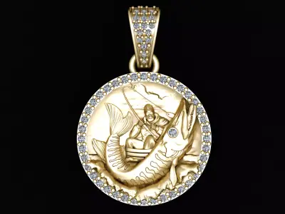 FISHING COIN PENDANT 3D PRINTABLE MODEL  3D print model