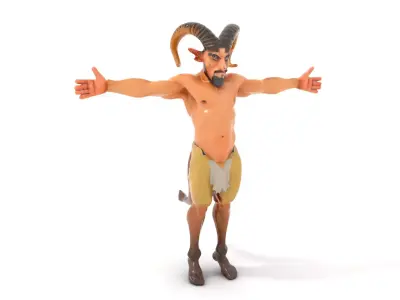 Fantasy Creature Satyr Model Pack with Detailed Horns and Fur Low-poly 3D model