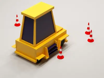 Cartoon Low-Poly JCB Car for game-ready Low-poly 3D model Low-poly 3D model