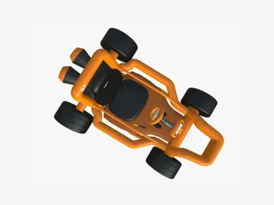 Cartoon Kart H07 Orange - Vehicle Racing Design Low-poly 3D model