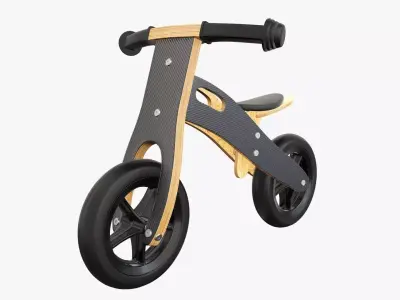 Balance bike for kids wooden  3D model