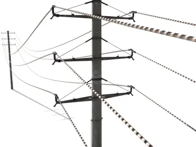 Electricity Pole 19 Low-poly 3D model