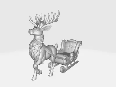 Festive Reindeer Christmas Sleigh Holiday Decor Santa Sleigh 3D print model