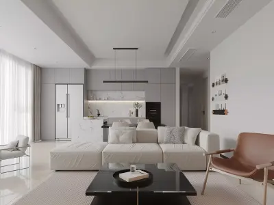 Modern living room dining room interior scenes 348 3D model