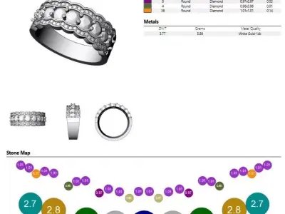 Classic Multi Stone Diamond Ring 3D print model purchase