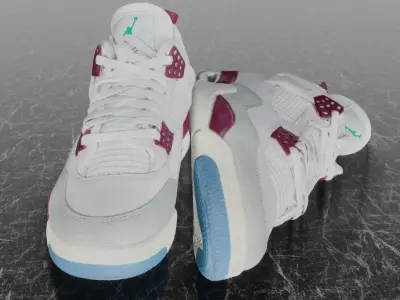 NIKE JORDAN 4 RETRO SB 3D SHOES - RED Low-poly 3D model