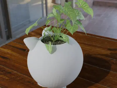 Decoration Flowerpot Cute cat 3D print model
