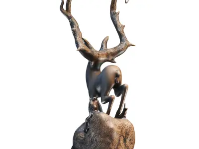 Deer Statue Low-poly 3D model