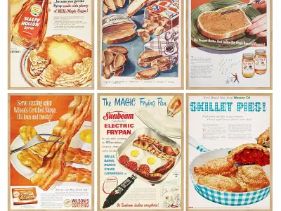 Retro Food Posters for Cafe or Restaurant 3D model