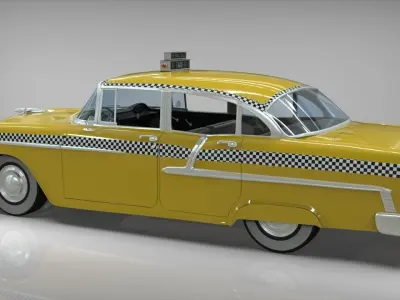 Taxi Yellow cab Belair sedan 1955 3D model