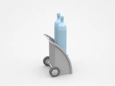 Hand Truck Tool Cart With Industry Parts 3D model
