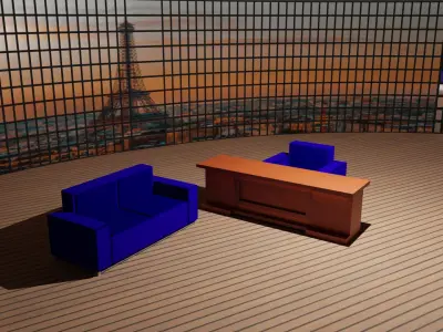 Talk Show Studio Low-poly 3D model