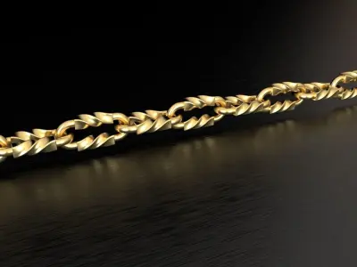 Tiffany chain link bracelet or necklace twist model sizes pack 3D print model