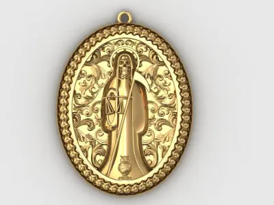  santa muerte holy death small size pendant 3D STL 3DM skull 3D print model