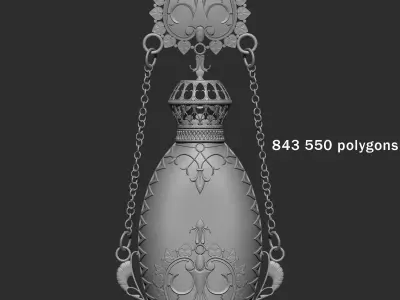 Perfume ornate bottle on chain 3D print model