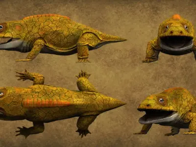 Cacops aspidephorus Low-poly 3D model