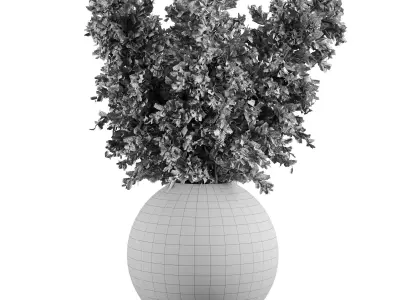 Pampass vase bouquet set 02 3D model