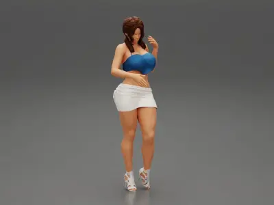 Sexy woman in short and high heels 3D print model