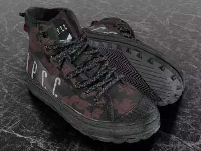 SSPC CAMOUFLAGE 3D SHOES - RED Low-poly 3D model