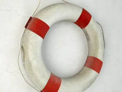 Red and White Life Preserver 3D model
