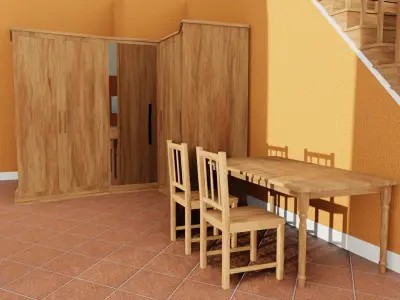 Kit furniture house Low-poly 3D model
