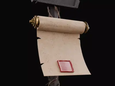 Royal Sword and Scroll Prop High Poly Medieval Fantasy Asset 3D model