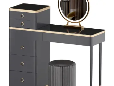 Luxury Dressing Table with Cabinet-02 3D model