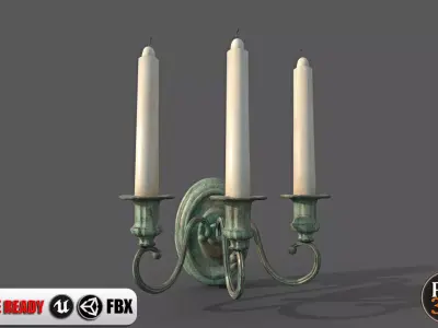 Old Wall Candlestick -1A Low-poly 3D model