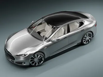 Tesla Model S silver Low-poly 3D model