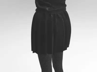 3D Black School Dress 3D model