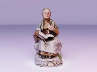 Old woman statue  Low-poly 3D model