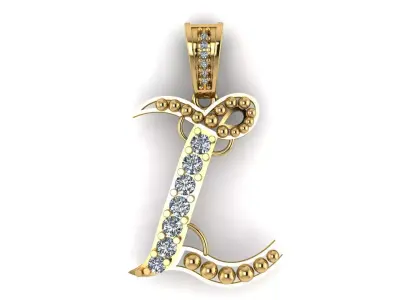 PRECIOUS ALPHABET L PENDANT 3D PRINTABLE MODEL 3D print model