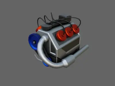 Car Motor - Engine V6 Low-poly 3D model