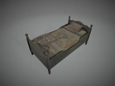 Old Bed 3D model 3D model