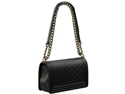 Boy Handbag Black Gold Leather Low-poly 3D model