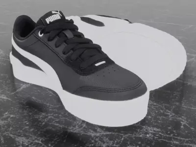 PUMA 3D SHOES - WHITE - BLACK Low-poly 3D model