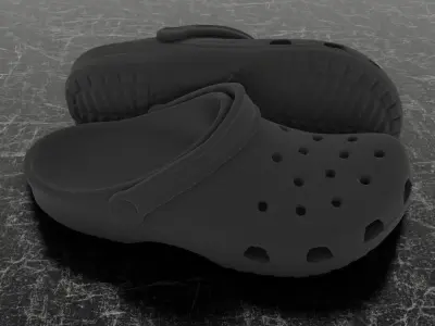 CROCS 3D FLIP-FLOP - BLACK - SLIPPERS Low-poly 3D model