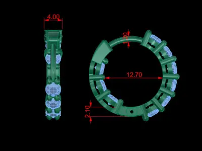 Earrings 7 two diamond hoop in rose gold 3D print model