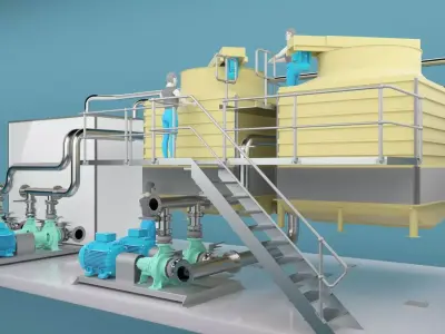 Multisection centrifugal water pump 3D model