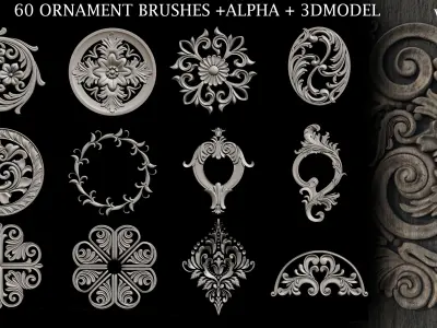 Ornament Brush-vol02 Low-poly 3D model