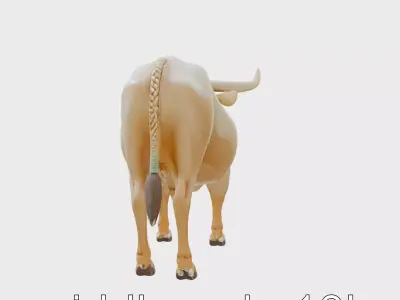 Majestic Bull with Detailed Horns and Realistic Skin Texture Low-poly 3D model