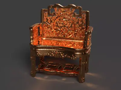Chinese ancient chair   Low-poly 3D model