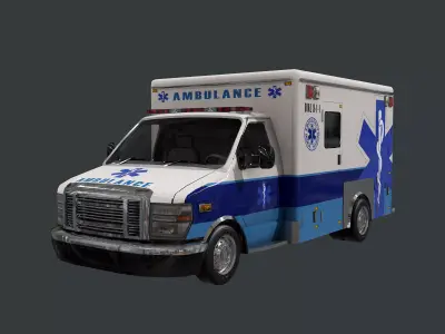 Vehicle Ambulance Rescue Truck Game Ready 02 Low-poly 3D model