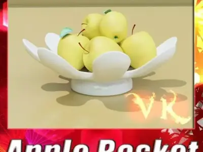 Yellow Apples in Bowl 3D model