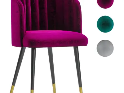 Velvet Dining Chair 3D model